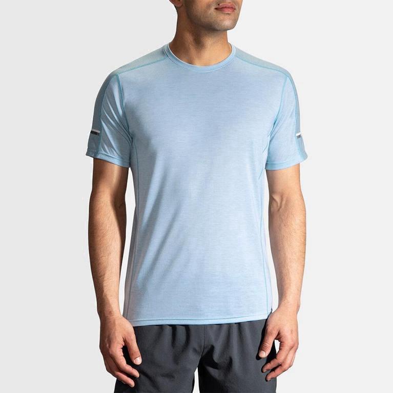Brooks Distance Israel - Men's Short Sleeve Running Shirt - Blue (06781-JQRL)